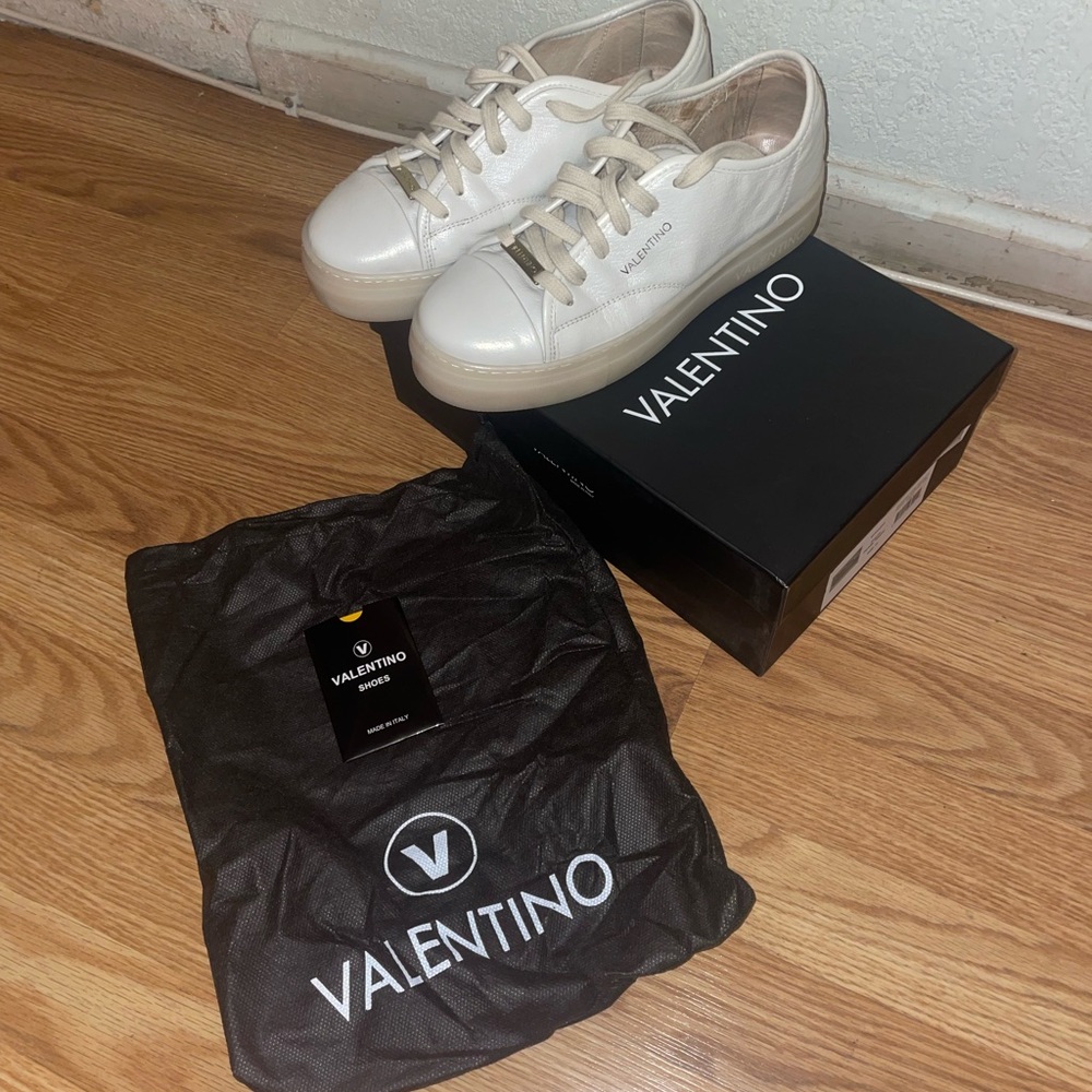 Valentino Pearl white Leather Sneakers (runs small)